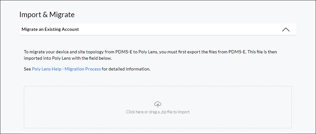 Poly Lens Import & Migrate page