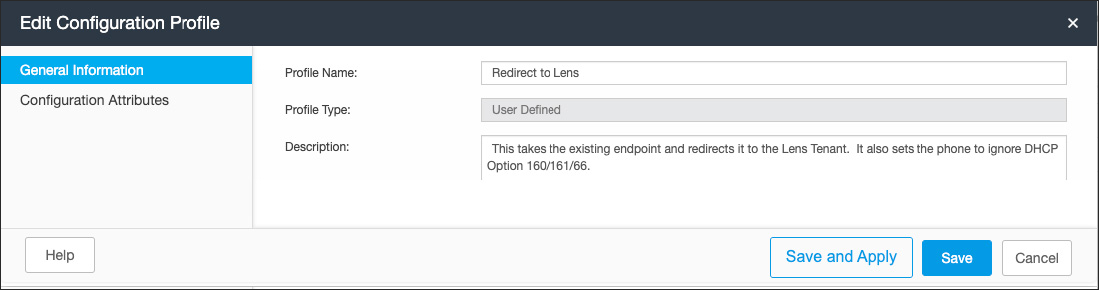 Screenshot of RPRM Edit Configuration Profile > General Information page